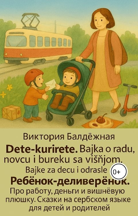 Обложка книги Виктория Балдёжная Dete-kurirete. Bajka o radu, novcu i bureku sa visnjom. Bajke za decu i odrasle. Ребёнок-деливерёно