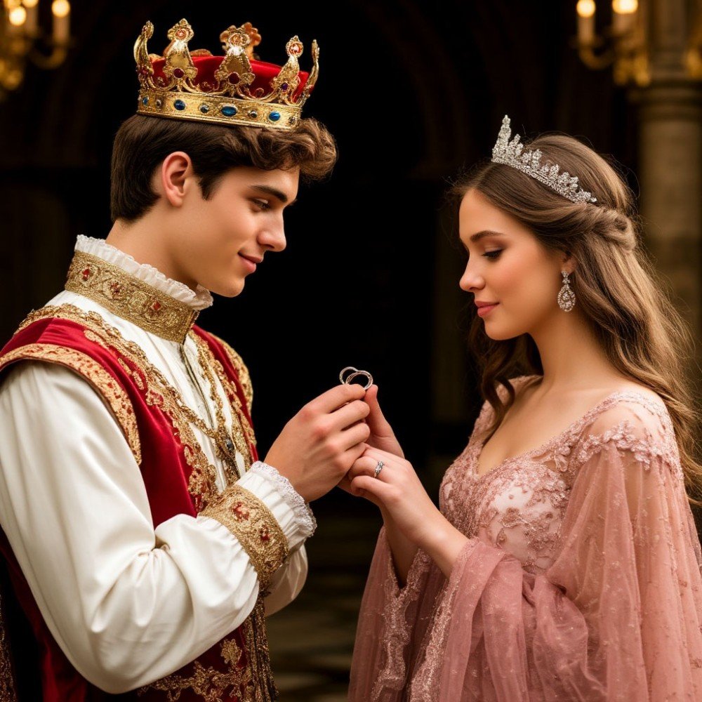 молодой король и красавица с кольцами